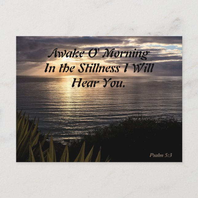Postal Awake O Morning Psalm 5:3 Sunrise Matte Postcard (Anverso)