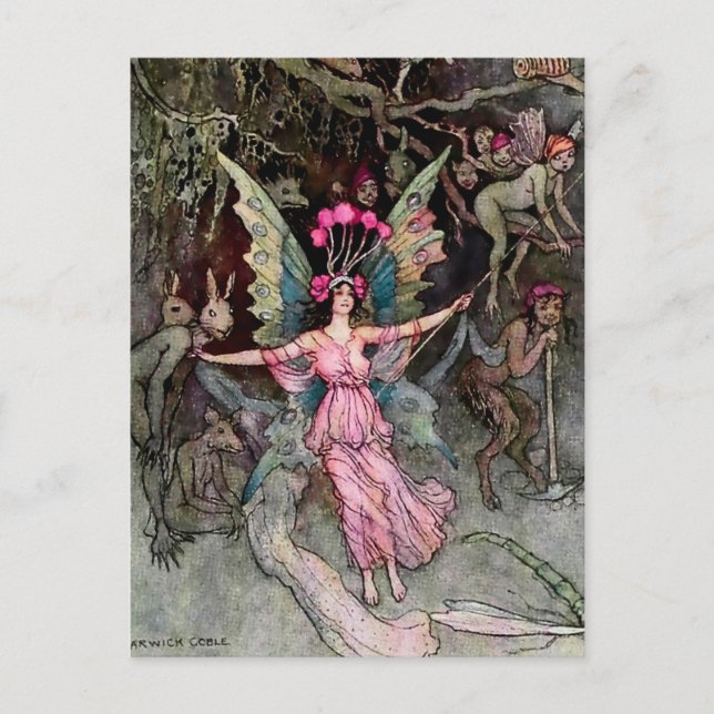 Postal "Away Down Under" de Warwick Goble (Anverso)