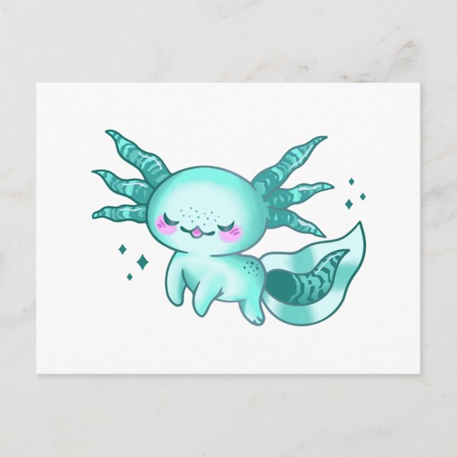 Postal Axolotl Adorable Personalizado Cutáneo Como (Anverso)