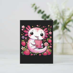 Postal Axolotl Bebe Fresa Japonesa