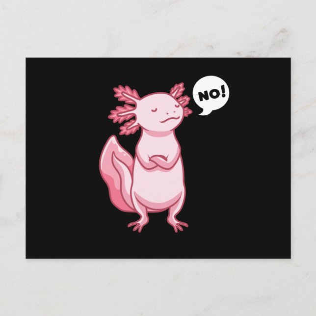Postal Axolotl Con Animal Pintado Al Estilo Kawaii (Anverso)