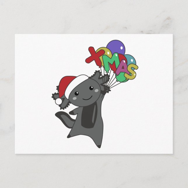 Postal Axolotl Merry Christmas Winter Animales Axolotl (Anverso)