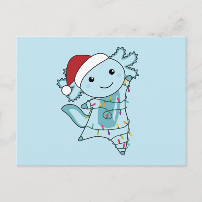 Postal Axolotl Merry Christmas Winter Animales Axolotls P (Anverso)