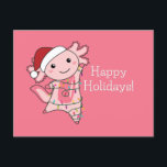 Postal Axolotl Merry Christmas Winter Animales Axolotls P<br><div class="desc">El axolotl para Navidades con luces de hadas. Animales divertidos con regalos y nieve para las vacaciones. También es gracioso para los Navidades en julio. Los Axolotls son animales lindos y perfectos para los Navidades.</div>