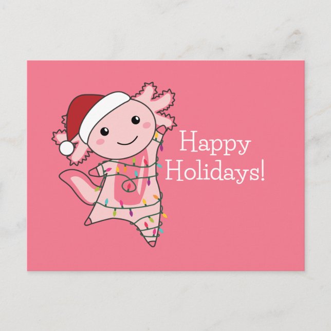 Postal Axolotl Merry Christmas Winter Animales Axolotls P (Anverso)