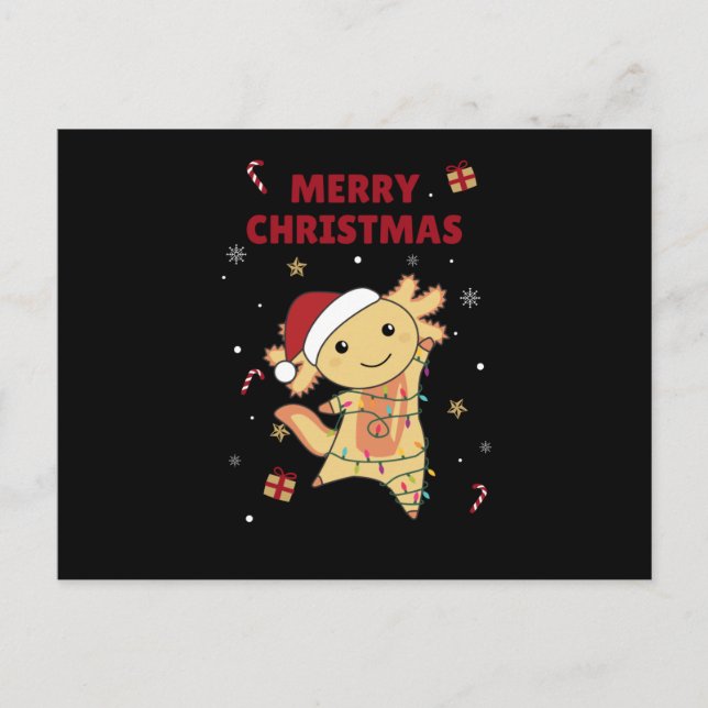 Postal Axolotl Merry Christmas Winter Animals Axolotls (Anverso)