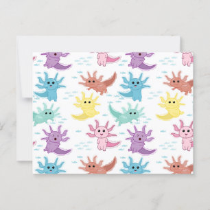 Postal Axolotl Niños Cute Patrón Salamander