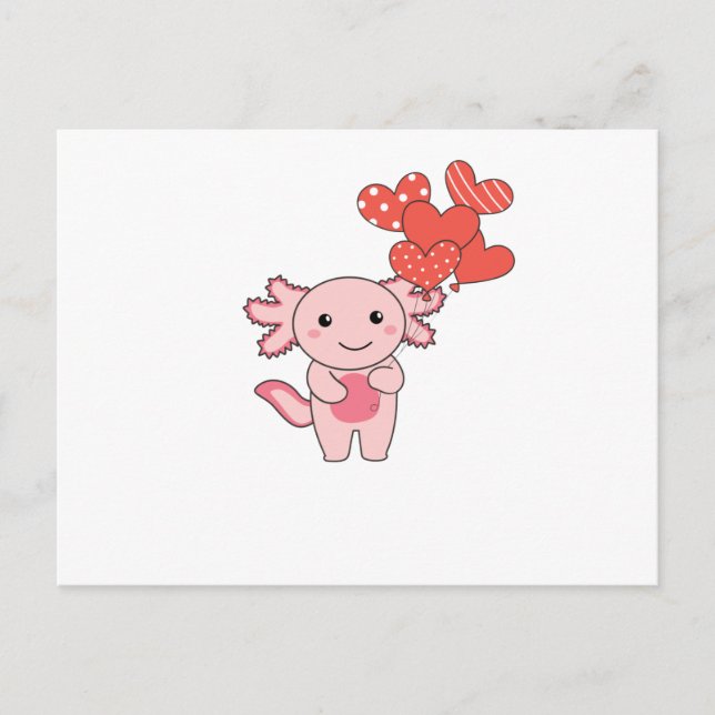 Postal Axolotl Para Animales El día de San Valentín Con (Anverso)