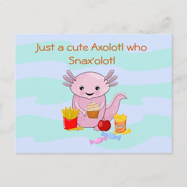 Postal Axolotl Snax'olotl divertido (Anverso)