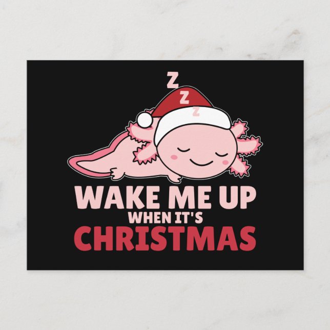 Postal Axolotl Wake Me Up When It's Christmas Postcard (Anverso)