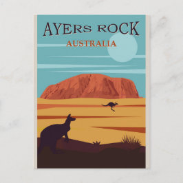 Postal Ayers Rock Australia Vintage Travel Poster
