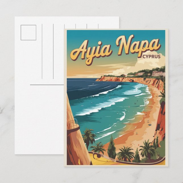 Postal Ayia Napa Chipre, playa blanca Regalos mediterráne (Anverso / Reverso)