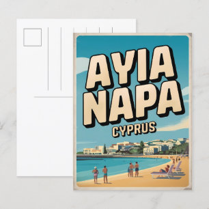 Postal Ayia Napa Chipre, playa blanca Regalos mediterráne