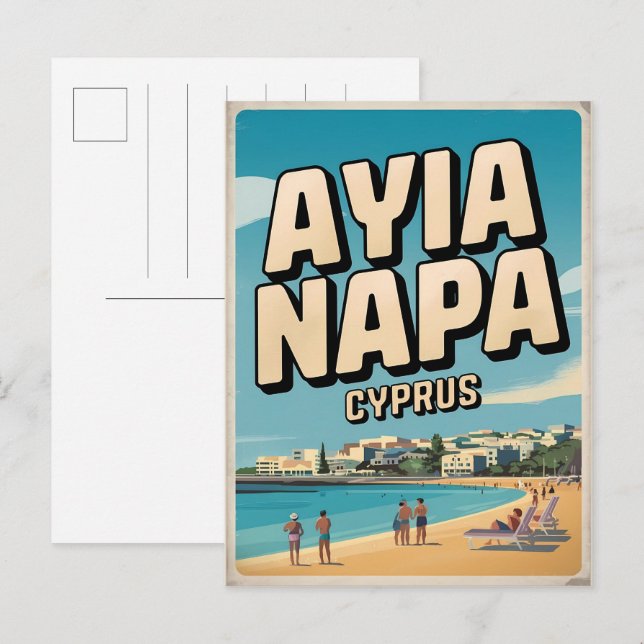 Postal Ayia Napa Chipre, playa blanca Regalos mediterráne (Anverso / Reverso)