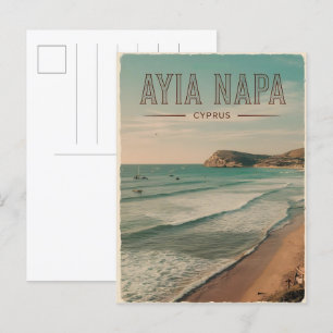 Postal Ayia Napa Chipre, playa blanca Regalos mediterráne