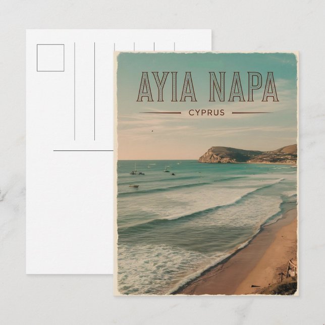 Postal Ayia Napa Chipre, playa blanca Regalos mediterráne (Anverso / Reverso)