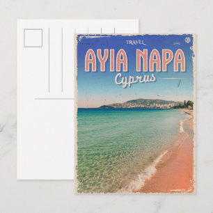 Postal Ayia Napa Chipre, regalos de playa blanca Mediterr