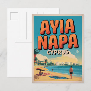 Postal Ayia Napa Chipre, regalos de playa blanca Mediterr