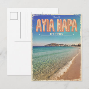 Postal Ayia Napa Chipre, regalos de playa blanca Mediterr