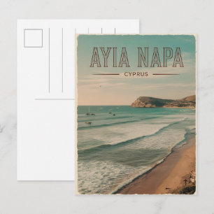 Postal Ayia Napa Chipre, regalos de playa blanca Mediterr