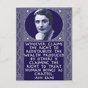 Postal Ayn Rand sobre la redistribución de la riqueza