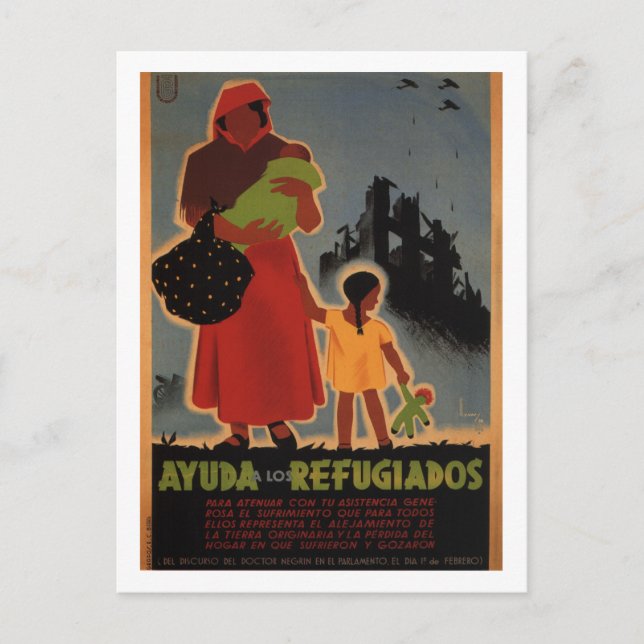 Postal Ayuda a los refugiados (1938)_Poster de propaganda (Anverso)