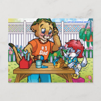 Postal Ayudando a papá postcard