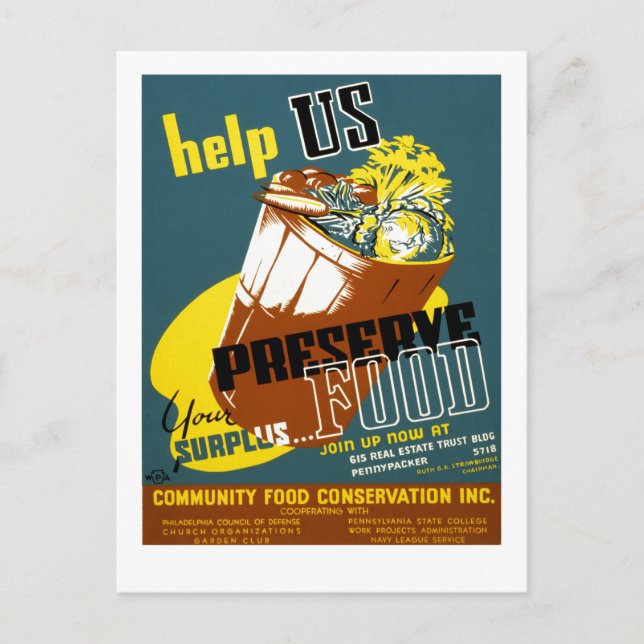 Postal Ayúdanos a Preservar Comida (Anverso)