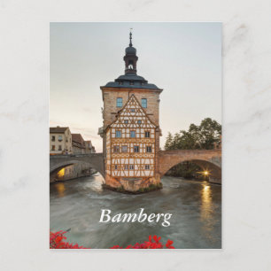 Postal Ayuntamiento antiguo de Bamberg y puente Obere