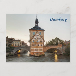 Postal Ayuntamiento antiguo de Bamberg y puente Obere