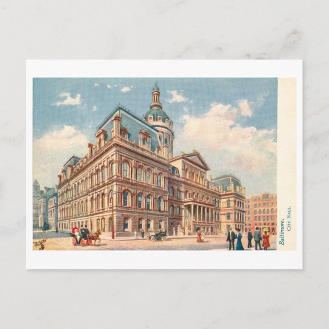 Postal Ayuntamiento antiguo en Baltimore (Anverso)