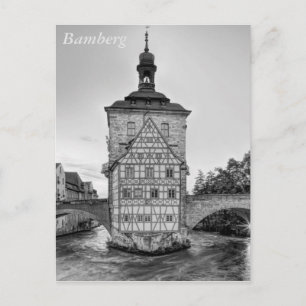 Postal Ayuntamiento antiguo y puente Obere en Bamberg