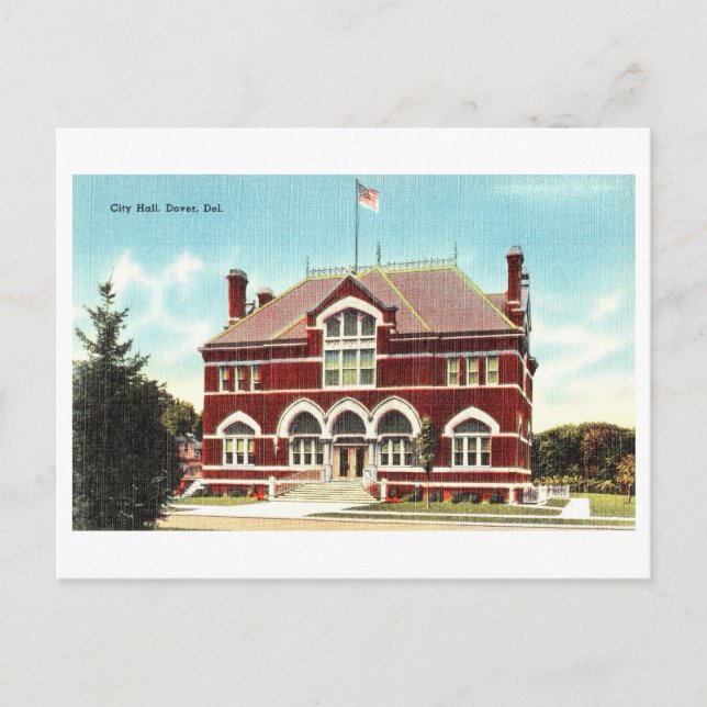 Postal Ayuntamiento de Dover, Delaware, Viajes de época (Anverso)