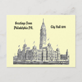 Postal Ayuntamiento de Filadelfia PA 1891