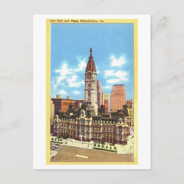 Postal Ayuntamiento de Filadelfia, Pennsylvania, Vintage (Anverso)