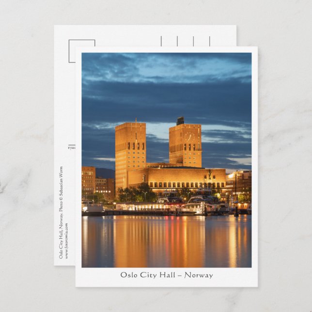 Postal Ayuntamiento de Oslo Noruega (Anverso / Reverso)