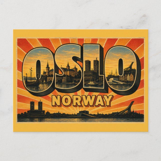 Postal Ayuntamiento de Oslo Noruega (Anverso)