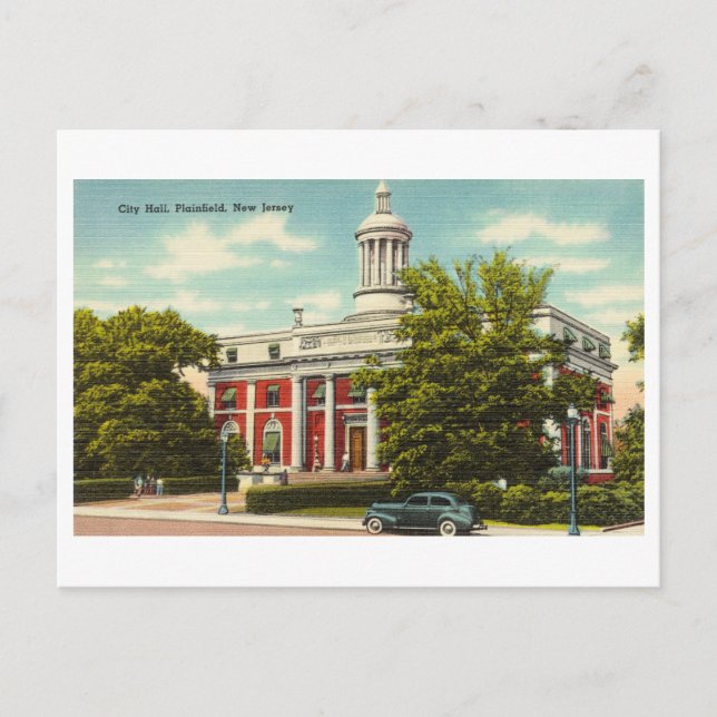 Postal Ayuntamiento de Plainfield, Nueva Jersey, Vintage (Anverso)