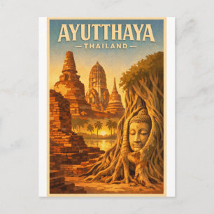 Postal Ayutthaya, Tailandia, en un estilo retro atemporal
