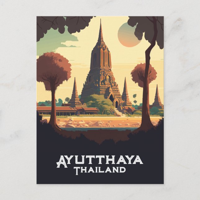 Postal Ayutthaya Tailandia Temple Sunset (Anverso)