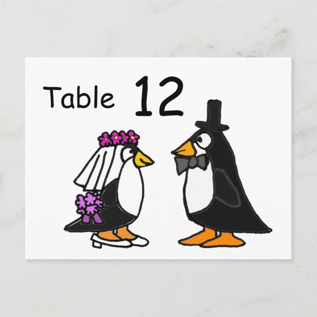 Postal AZ- Número de tabla de pingüinos de novia y de Gro (Anverso)