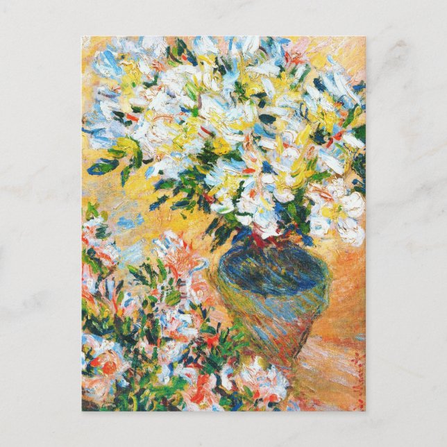 Postal Azaleas blancas en una olla, Claude Monet de 1885 (Anverso)