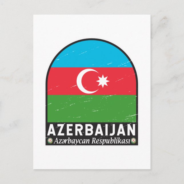 Postal Azerbaiyán: El emblema de la bandera está mal cose (Anverso)