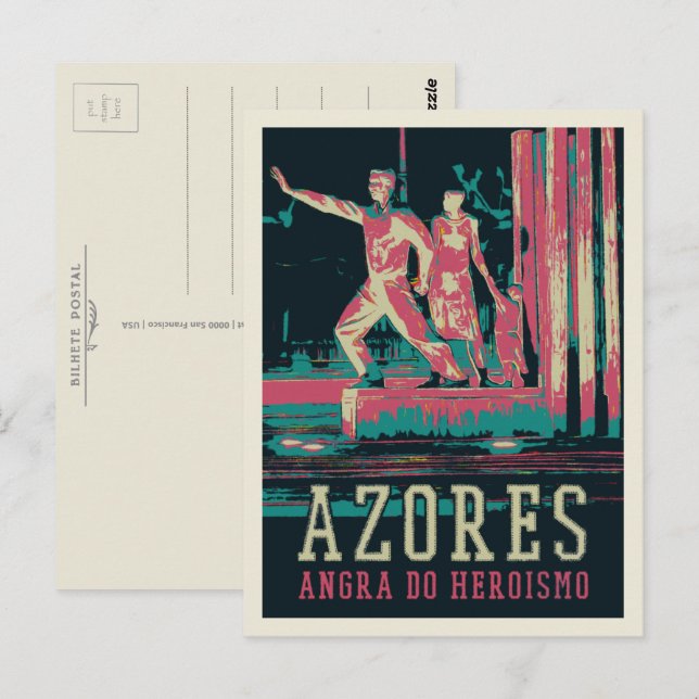 Postal Azores Angra do Heroismo ilustracion Portugal (Anverso / Reverso)