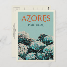 Postal Azores hidrangeas ilustracion Portugal