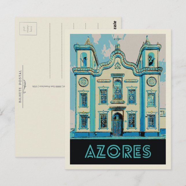 Postal Azores Terceira ilustracion Portugal (Anverso / Reverso)
