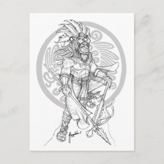 Postal Aztec Jaguar Warrior