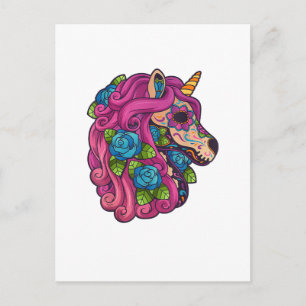 Postal Azúcar de Unicornio Calavera México Calavera Día d