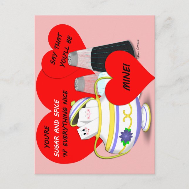 Postal Azúcar y especias: arte de San Valentín de moda (Anverso)