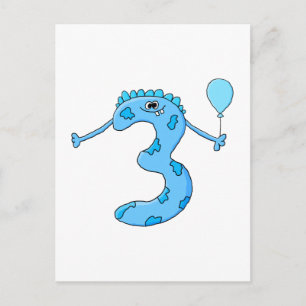 Postal Azul 3.ᵉʳ Personalizado de cumpleaños.